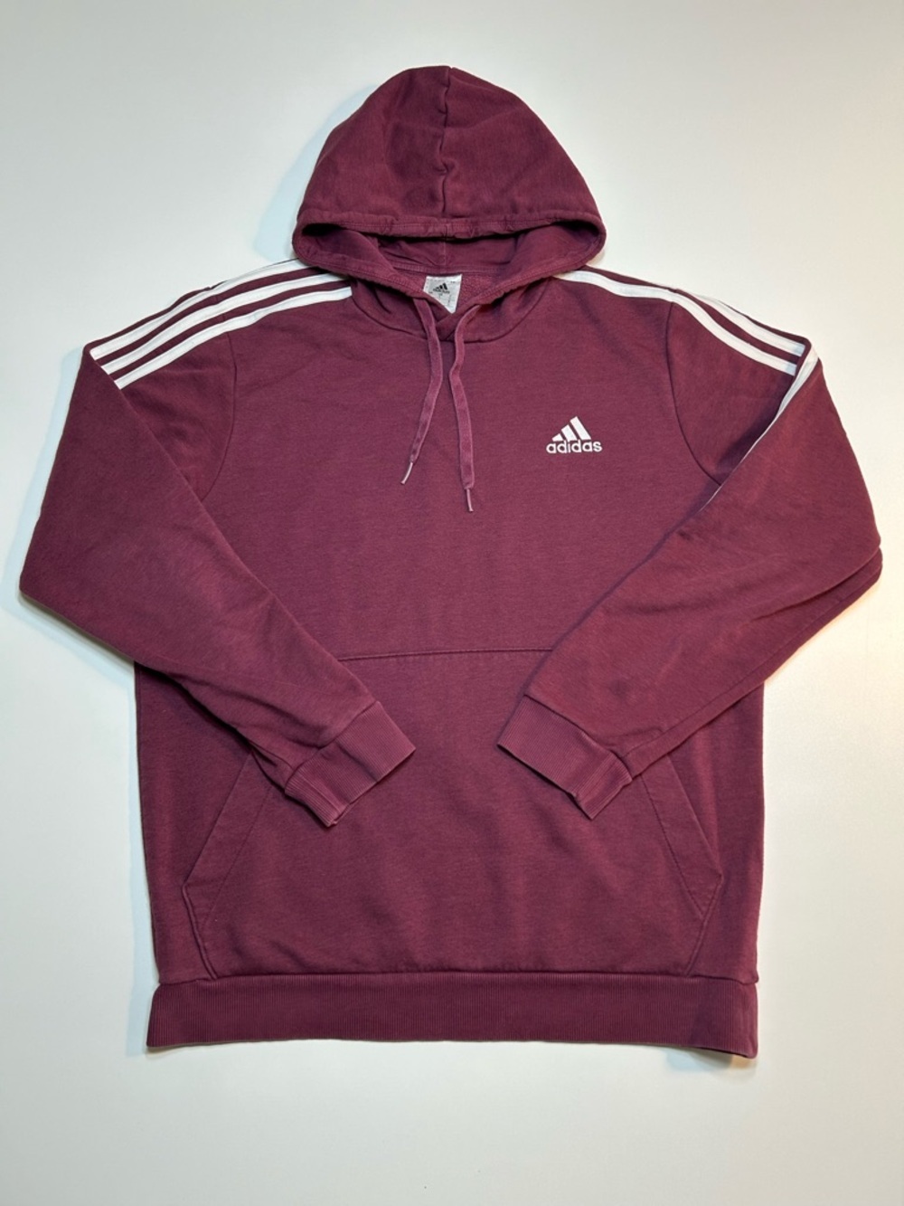 Adidas Essentials Fleece 3-Stripes Pullover Hoodie Maroon Victory Crimson